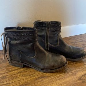 Bed Stu dark grey bootie with fringe